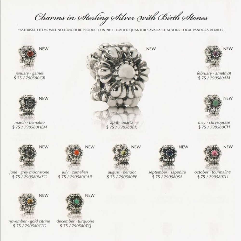 Authentic Pandora ~ Retired Birthday Blooms Charms